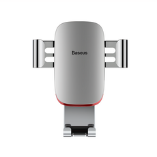 Baseus 倍思 金屬時代三角重力感應車用出風口手機支架 4-6吋手機適用, 銀色, 1個