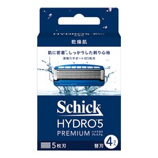 Schick 舒適牌 水次元5 PREMIUM刮鬍刀頭 濃厚保濕凝膠 減少40%摩擦, 4個裝, 1盒
