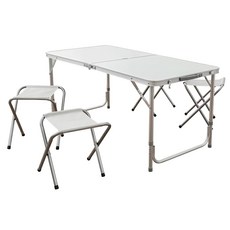 戶外露營折疊桌椅 時尚白 折疊攜帶方便 鋁製穩固耐用 可調節高度, 1組