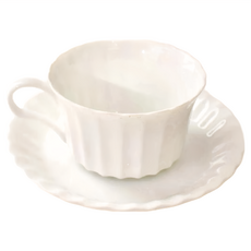 佐和陶瓷 十草杯盤組-日本製 杯寬12cm/高5.5cm/容量180mL 盤寬14.5cm/高2cm 陶瓷材質, 白色, 1組