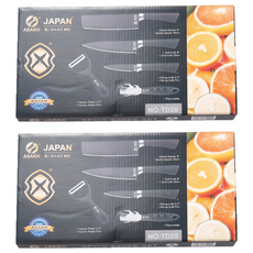 ASAKH JAPAN TD20 黑波浪五件套刀組 不鏽鋼刀具套裝開瓶器 廚房刀具推薦 2組 Small ..., Small cleaver, Chef knife, Paring knife, Peeler, Plate holder