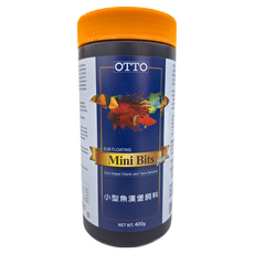 OTTO 建興水族 小型魚漢堡飼料 Mini Bits, 額外添加維生素和微量元素, 400g, 台灣製造, 1瓶