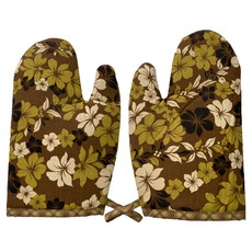 J&N 花槿日式隔熱手套 綠色 (2入-1組) 尺寸: 29*20cm 100%棉, 1組