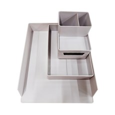 mohe 木暉居家 日式無印風桌面收納盒 A4 + A5 + 筆筒文具 25 20 x 20cm, 白色, 3層