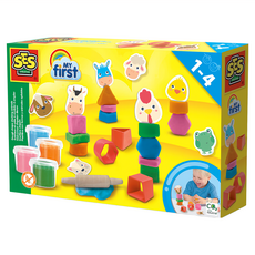 荷蘭SES 創意黏土動物疊疊樂組 造型工具 造型卡 1歲以上適用, Multicolor, 360g, 1盒