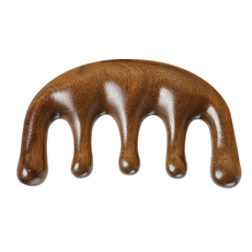 QiMart 多功能檀木經絡按摩梳 - 水滴齒設計, 梳頭圓潤, 頭皮肩頸按摩放鬆, 1個, 單一顏色