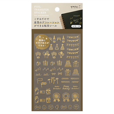 日本MIDORI金箔轉印貼紙 82622 歡慶 手帳裝飾貼紙, 1張, 金色