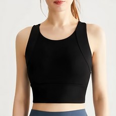 工字美背高強度瑜伽背心, 78% 錦綸 22% 氨綸, M/L/XL 尺寸, 時尚黑