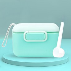 AHOYE 大容量便攜防潮分裝奶粉罐 附勺子, 清新綠, 1個