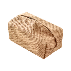波希米亞衛生紙套 大開口設計 天然棉麻手工縫紉, 22 x 10 x 10cm, 平紋黃麻