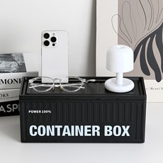 Livingway 貨櫃造型延長線電線收納盒, 黑色, 1個