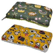 100%純棉可水洗兒童枕頭 Set 2, 43 x 28 x 6cm, 幸運狗狗+獅子咘咘車