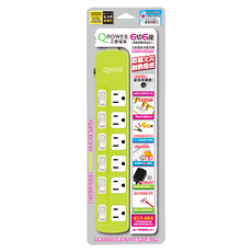 Tyson 太順電業 QPOWER 太超值 3孔6開6插延長線插座 TS-366B, 1.2m, 萊姆色, 1條