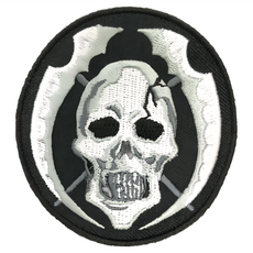 A-ONE 匯旺 美式造型刺繡 骷髏頭鐮刀, 7.5 X 6 CM 聚酯纖維, NO.286, 1個