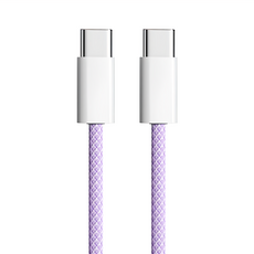 bebehome Type-C to Type-C 馬卡龍色編織3A快速充電傳輸線, 1m, 紫色, 1個