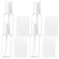 comet 按壓式分裝瓶 60ml 附標籤貼紙, 透明色, 4個