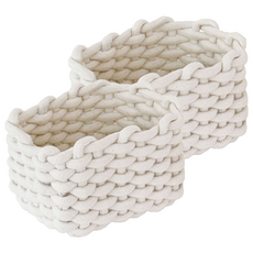 Hoom 禾慕生活 編織收納籃 奶霜白 棉繩, 小款(18 x 14 x 13cm), 2個