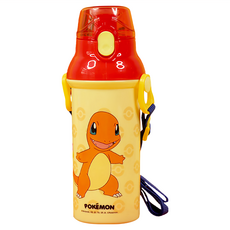 LiLFANT 直飲水壺 寶可夢圖案 PP材質 不含雙酚A 可調整長度背帶, 小火龍, 480ml, 1個