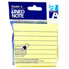 Double A 可再貼便利紙 76mm x 76mm, 橫格黃, 100張, 1包