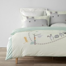 HOLA 和樂家居 防蟎抗菌300織純棉被套單人 850g, 森林火車