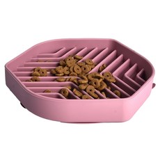 Truly House 寵物防滑防翻慢食碗，19x3cm 矽膠材質，粉色/藍色, 1組