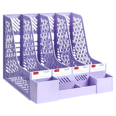 德利生活 4格莫蘭迪色桌面分類文件收納整理架, 紫色, 1個