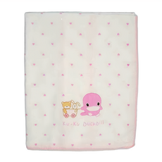 KU.KU Duckbill 酷咕鴨 可愛緹花紗布澡巾 100%純棉 32x48cm 台灣製造, 粉色, 1包