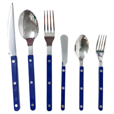 法式復古餐具Set 6件組, 午夜藍, 餐刀 + 餐叉 + 餐勺 + 牛油刀 + 甜品叉 + 茶勺, 1組