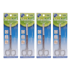 e-CARE 醫康 醫療用不鏽鋼剪刀 直尖圓 14cm, AE13112P, 4個