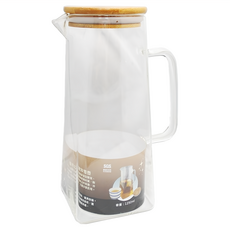 優得 北歐沖泡壺, 1.25L, 1個, 透明色 + 木頭色, 1250ml