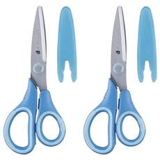 Raymay 藤井 學童用安全附蓋剪刀 藍色 安全圓角設計, 2支