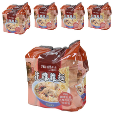 台酒 花雕雞麵, 細麵吸附飽滿湯汁, 搭配雞肉塊及台酒花雕酒包, 香氣四溢, 18包