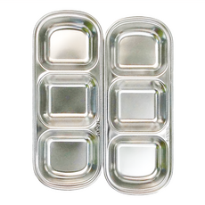 方形三格不銹鋼沾料碟 Set 2個 304不銹鋼, 單一顏色, 1組