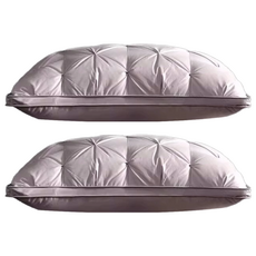 LoveCity 寢城之戀 立體扭花雲朵枕 透氣舒柔釋壓羽絲絨枕, 灰色, 75 x 45cm, 2個