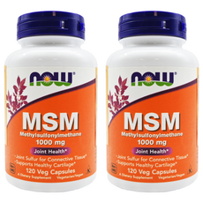 Now MSM 1000mg 膠囊食品 素食膠囊, 120顆, 1.2g, 2罐
