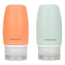TRAVELON 旅行分裝瓶2件組 60ml 小, 橘色 + 藍色, 1組