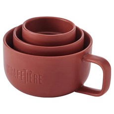 LA CAFETIERE 瓷製咖啡杯3件組 100ml + 200ml + 380ml, 1組, 朱紅