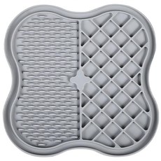 Truly House 寵物頂級矽膠慢食墊 四葉草加大款(灰色) 21x21cm, 1個