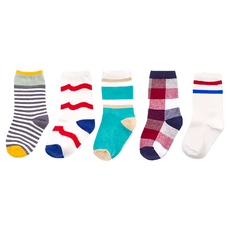 GIAT 吉亞特 兒童款 柔棉透氣舒適襪 5雙 Set, 78%棉 17%尼龍 5%彈性纖維 台灣製, S