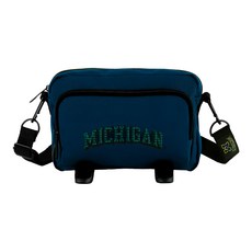 NCAA 格紋logo側背包, 多格設計 收納方便, 21 x 5 x 14cm, 深藍色