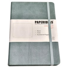 PAPERIDEAS 筆記本 硬皮, 純木漿無酸紙, 三款內頁, 每頁帶頁碼, 霧藍色, 1本