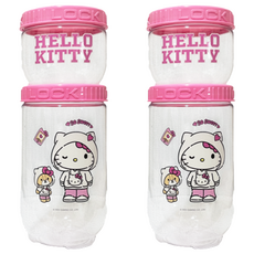 U-House 樺新 SANRIO HELLO KITTY儲物罐, 2個大容器 + 2個小容器 + 4個蓋子, 2組