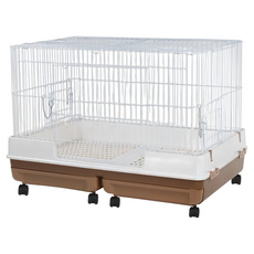 MARUKAN 雙抽屜式精緻兔籠 MK-MR-999 咖啡 1入, 附滾輪方便移動