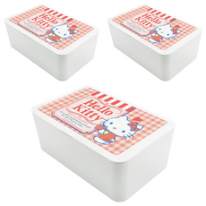 收納王妃 三麗鷗 濕紙巾盒, 凱蒂貓格紋, 3個