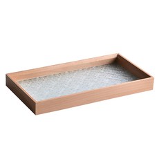 Homely Zakka 北歐復古木質海棠花輕奢玻璃托盤, 櫸木色, 1個