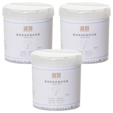 奇哥 雙頭環保紙軸棉花棒, 200支, 100%純棉, 台灣製, 3盒