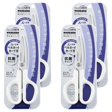 PLUS 普樂士 30度弧線抗菌剪刀, 白色, 4支