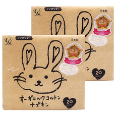 Cotton labo 自然呵護輕透柔衛生棉 純棉製成 無羽翼, 21cm, 20片, 2包