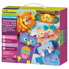 4M 思維創作紙袋動物套裝 創意手工, 1盒, 橙色 + 紫色 + 藍色 + 棕色 + 米色