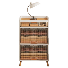 AOTTO 創意傢俱 木質感掀蓋三層收納櫃 多層收納 四腳支撐, 58 x 35 x 93.5cm, AC-206